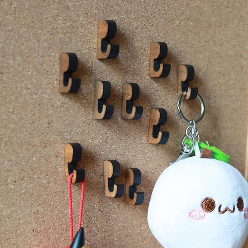 20个木质挂钩图钉复古色实木按钉软木板毛毡板照片墙挂项链钉子