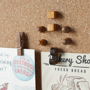 复古木质图钉软木板毛毡板照片墙装饰按钉幼儿园留言板工字钉夹子