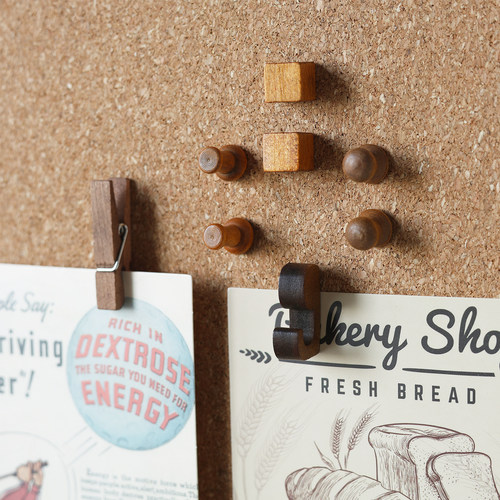 复古木质图钉软木板毛毡板照片墙装饰按钉幼儿园留言板工字钉夹子