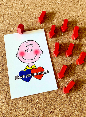 30个箭头木质图钉红色立体地图标注创意软木板照片墙装饰毛毡按钉