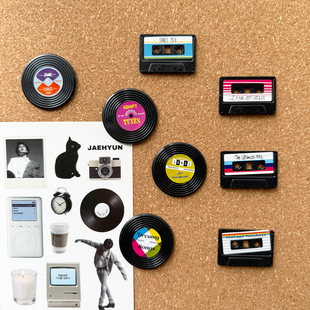 复古黑胶磁带图钉软木板毛毡板装饰按钉KT板拍立得照片固定小钉子