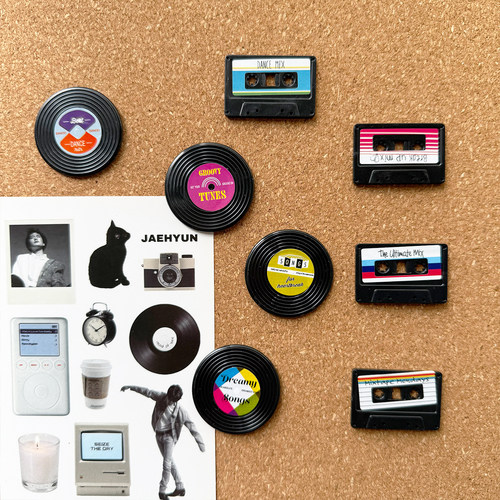 复古黑胶磁带图钉软木板毛毡板装饰按钉KT板拍立得照片固定小钉子