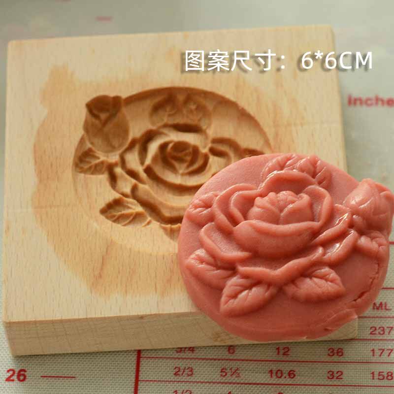 小花朵茶花立体饼干模具木质雕刻烘焙装饰点心diy中式青团创意