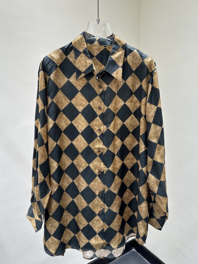 UMASTAND·复古菱格印花翻领衬衫 进口铜氨丝面料