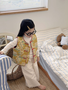 儿童秋冬加棉马甲防宋锦醋酸缎高级国风男女宝宝 新中式 年款