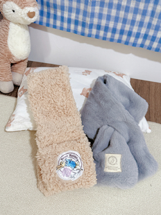 日单彼得儿童围巾冬季 保暖可爱卡通兔子围脖羊羔毛