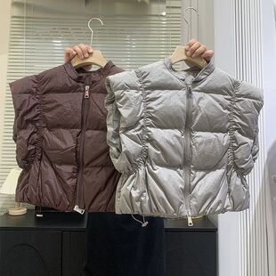 韩国设计短款东外套羽绒服坎肩马甲跨境女小众新款秋冬大门小个子
