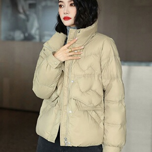 秋冬新款羽绒服女短款韩版立领白搭时尚白鸭绒小个子外套潮