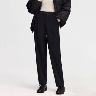 齐天乐830冬季新款女士天蚕丝驼绒烟管裤中厚大码宽松休闲女裤子