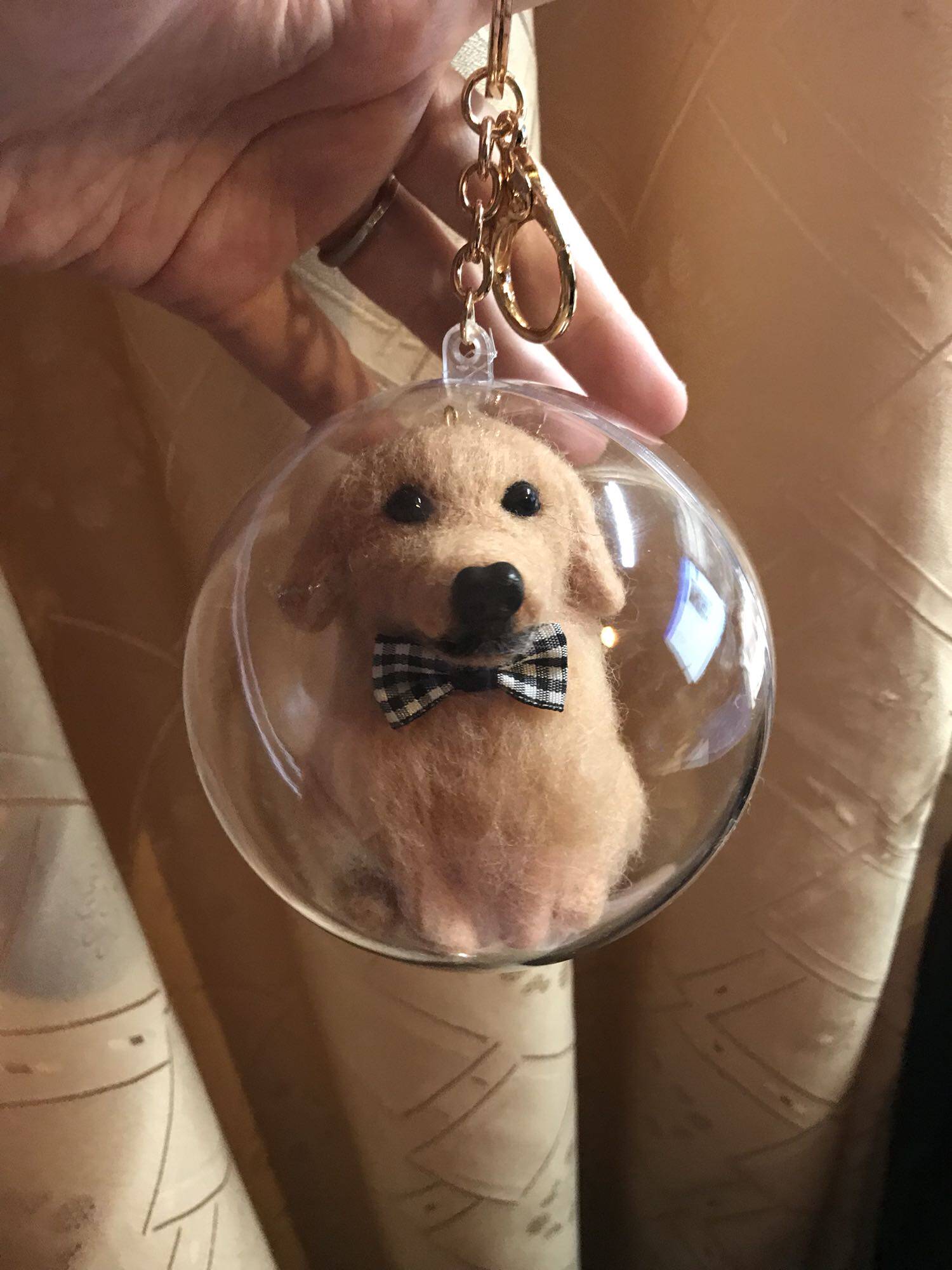 豆豆家手作金毛全身狗狗宠物钥匙扣抖音同款羊毛毡成品娃娃车挂件