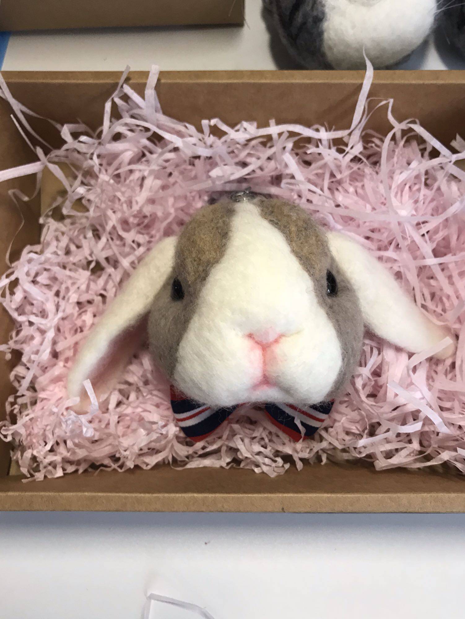 羊毛毡垂耳兔头像钥匙扣戳戳乐成品兔子照片定制汽车挂件创意礼物