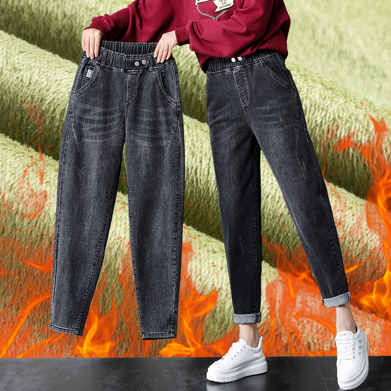 高腰哈伦牛仔裤女宽松显瘦学生裤