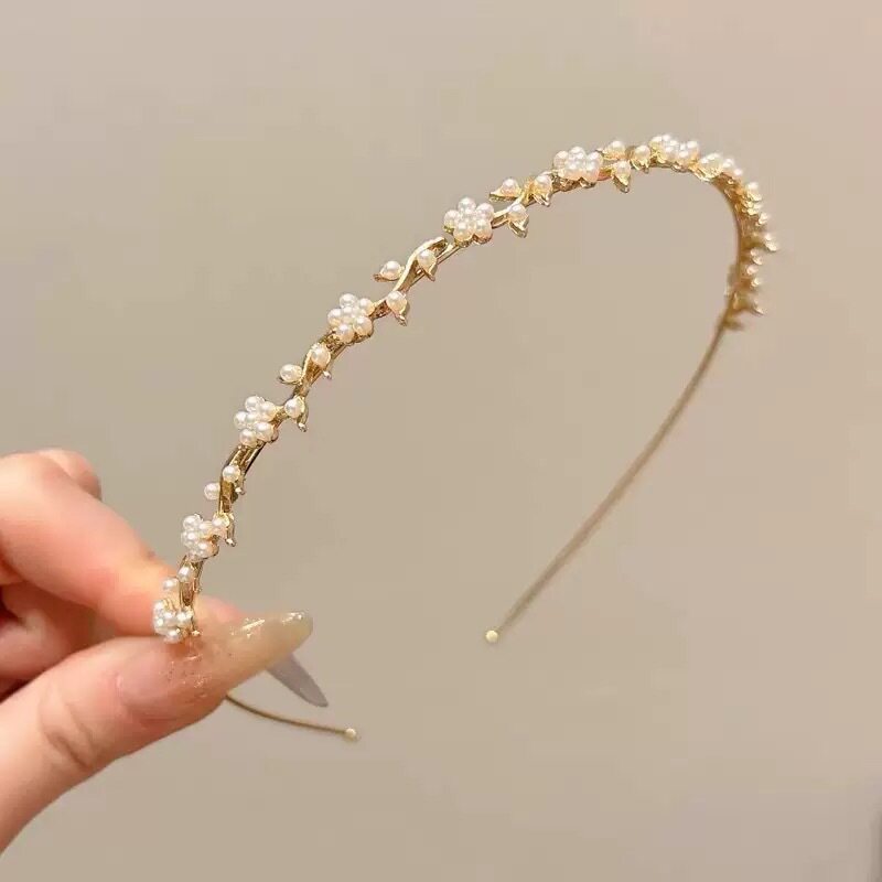 珍珠花朵金属细发箍女2026新款