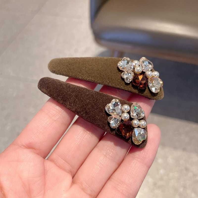 丝绒bb夹女掰掰夹高级感水钻珍珠