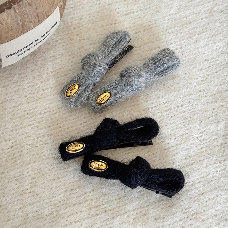 金标毛绒打结秋冬发夹女简约气质前额痕刘海夹侧边夹一字夹发饰
