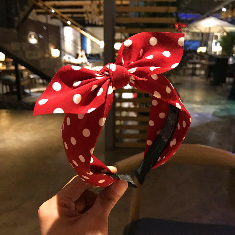 发箍时尚结发带日韩原宿复古in头箍圆点头饰带齿发卡兔耳朵