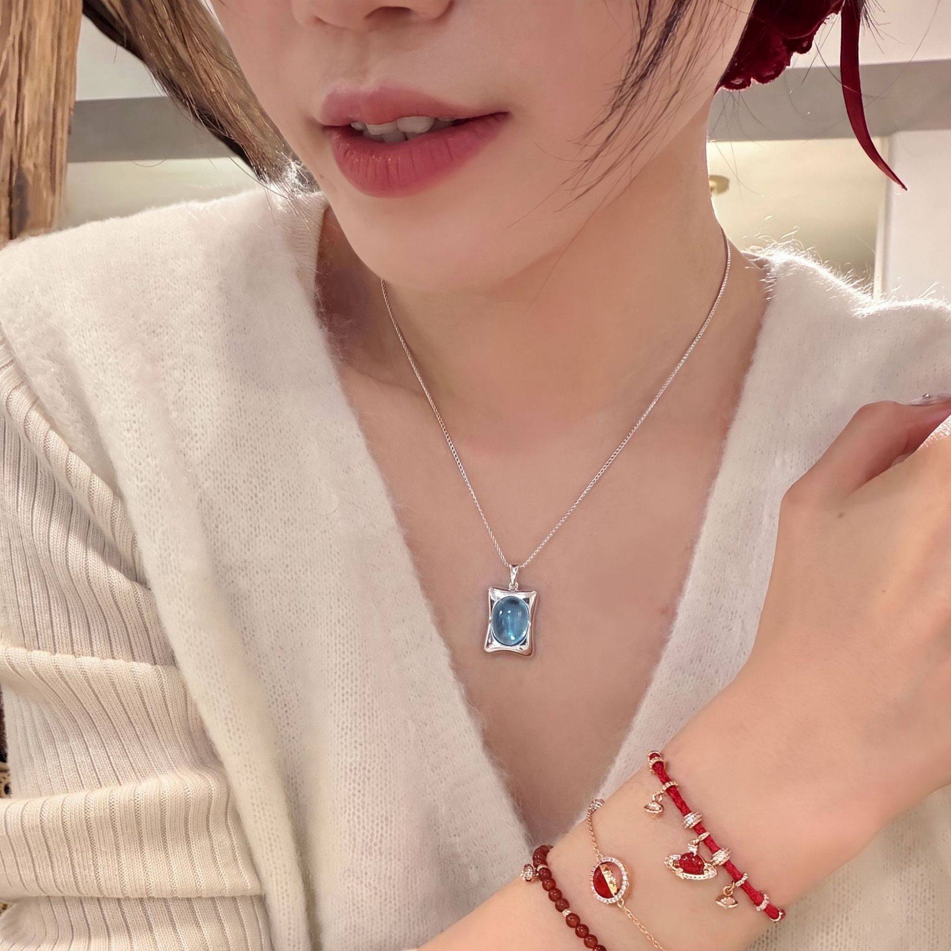 新款小众不规则感蛋面项链女设计