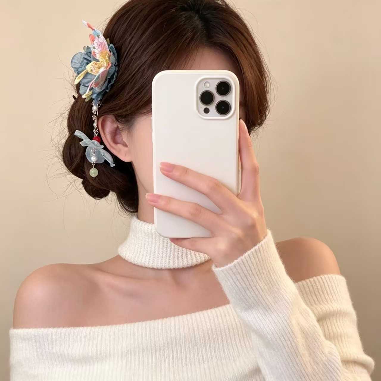 蝶染青岚~新中式蓝色花朵流苏