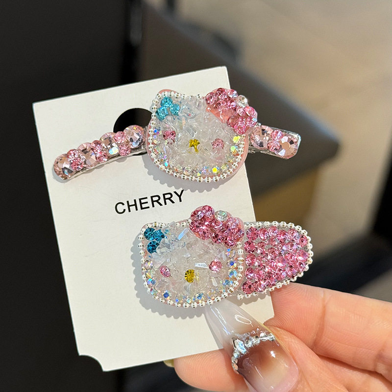 卡通可爱粉色水钻hellokitty发夹