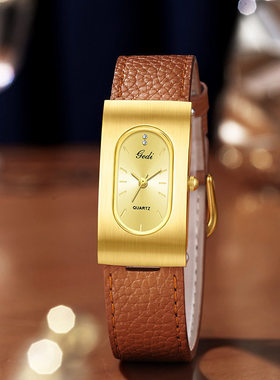 歌迪GEDI复古简约皮带手表小众高级感椭圆石英女表广州高颜值手表