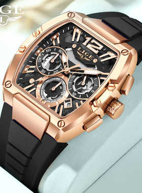 LIGE/利格酒桶型运动手表跨境爆款多功能防水夜光日历男士手腕表