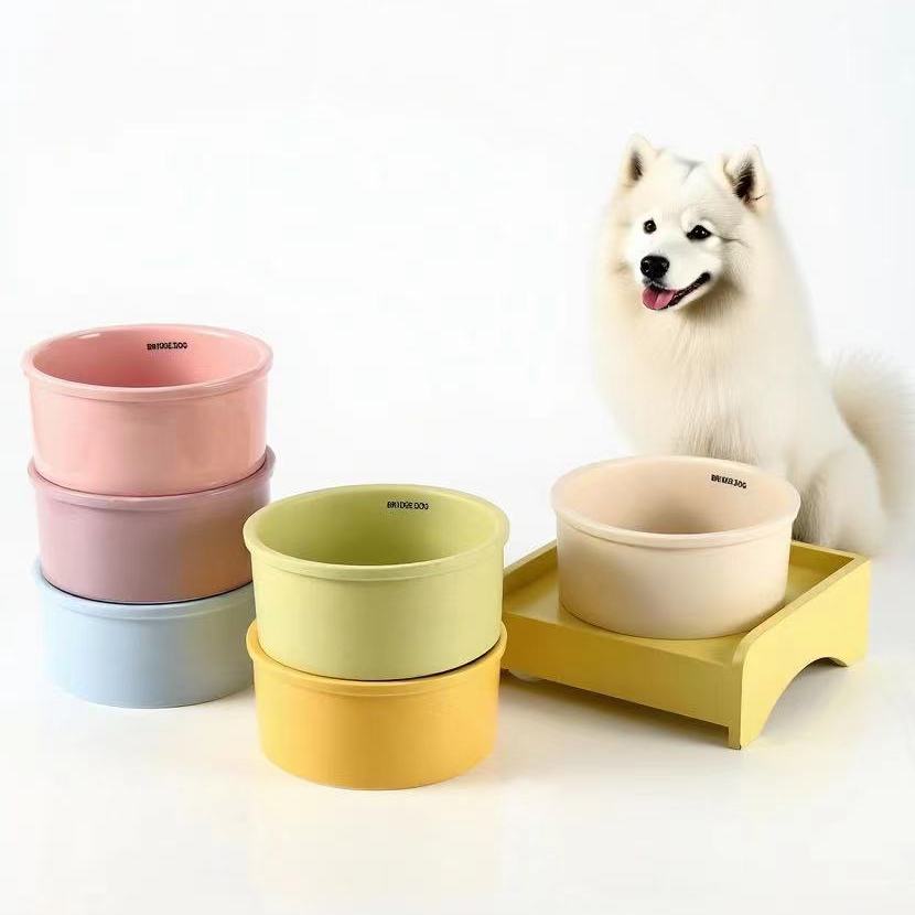 宠物碗陶瓷大直径直筒防打翻猫狗