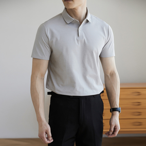 DT95-P40男士翻领POLO衫短袖休闲修身商务绅士纯色百搭速干T恤图片