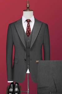 男士结婚礼服单排扣枪驳领西服修身新郎伴郎服A407/XZ337灰-P125图片