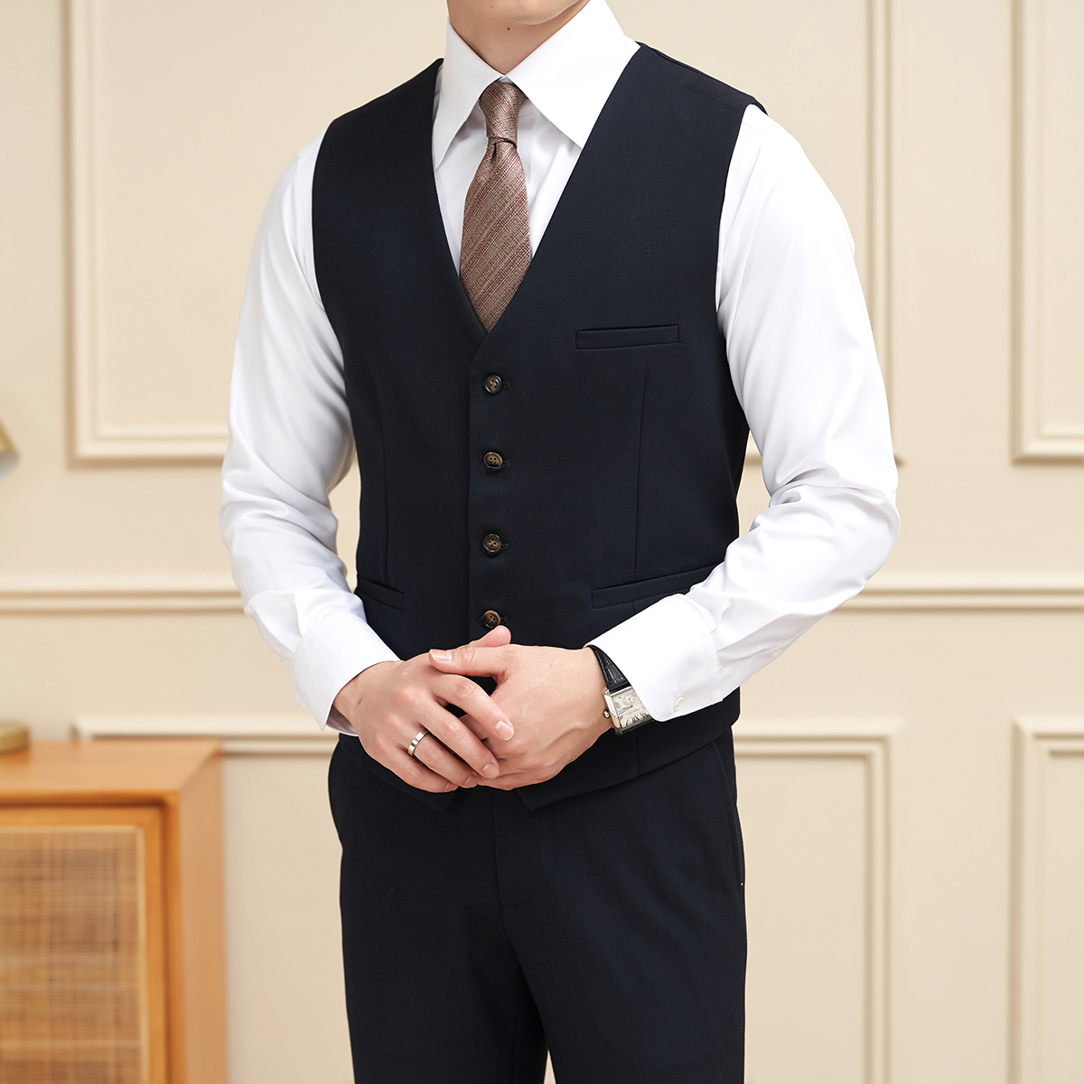 【高定】男士加厚修身商务马甲A407-MJ02-P75控158，男装背心/马甲，电商A407