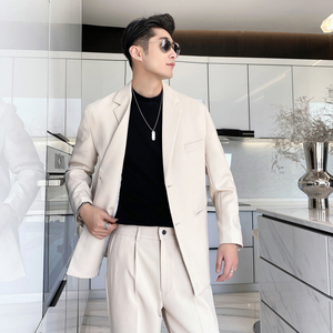 春夏新款男士网红纯色宽松西服外套男青年西装黑XZ267/P155控198图片
