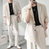 ins轻熟风纯色宽松落肩中袖西服外套男青年西装XZ285/P135控198，男装西服套装，电商A407