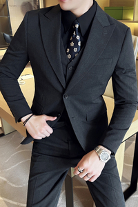 男士结婚礼服单排扣枪驳领西服修身新郎伴郎服A407/XZ337灰/P125图片