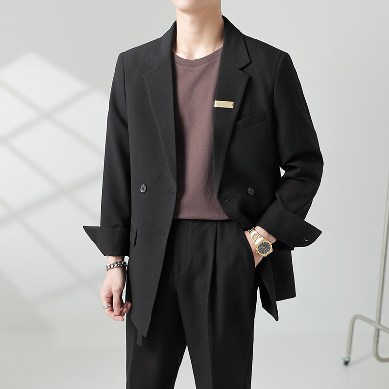 ins轻熟风秋冬新款男士垂感微宽松休闲西服外套绿XZ288-P155控198,男装西服,电商A407
