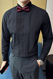 23新款婚礼法式袖翼型领衬衫纯色白色礼服长袖衬衣A407-CS104-P60，男装衬衫，电商A407