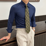 男士新款长袖暗条纹修身衬衫男式翻领衬衣痞帅上衣CS121-P75白，男装衬衫，电商A407