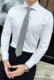 2025男士新款商务休闲温莎领条纹长袖衬衫一字领白A407-CS94-P68，男装衬衫，电商A407