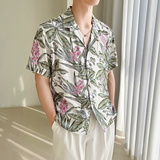 轻熟风男士夏季短袖古巴领宽松落肩男衬衫A407-CS24*P65，男装T恤，电商A407