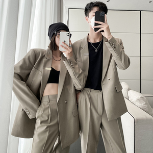 ins轻熟风新款情侣西服男女休闲微宽松垂感西装XZ298-P155控198,吴昕西装怎么搭配图片