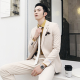 2025秋冬新款英伦风男士网红单排扣西服两件套装A407-XZ224-P240，男装西服，电商A407