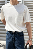 男士液氨免烫棉白t恤免烫冰爽夏季英伦风短袖T恤A407-DT86-P45白，男装T恤，电商A407