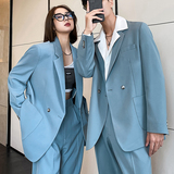 ins轻熟风新款情侣西服男女休闲微宽松垂感西装杏XZ299-P155控198，男装西服套装，电商A407