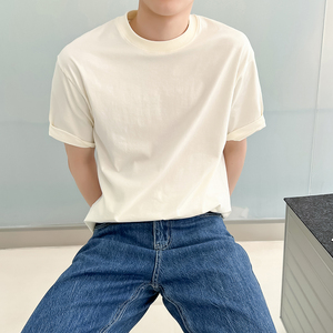 ins轻熟风高品质260克男士三防T圆领微宽落肩T恤黑A407-DT66-P25图片