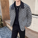2025秋冬新款轻熟风男士棋盘格夹克外套咖A407-JK07-P145控178，男装夹克，电商A407