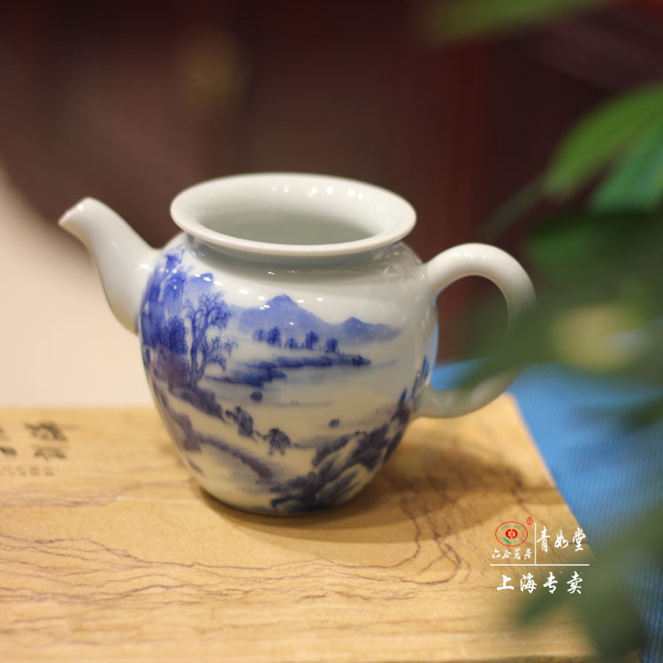 【青如堂】全手工精品康熙青花山水立式公道杯 六合茗居