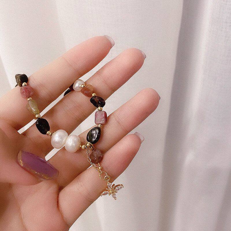 珠手串多手链元素流行新款优雅潮女手链时尚百搭气质珍珠碧玺手饰