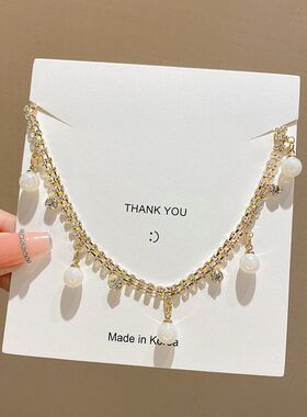 气质2022年新款幻彩链潮颈链女轻锁骨奢小众设计感简约珍珠项链