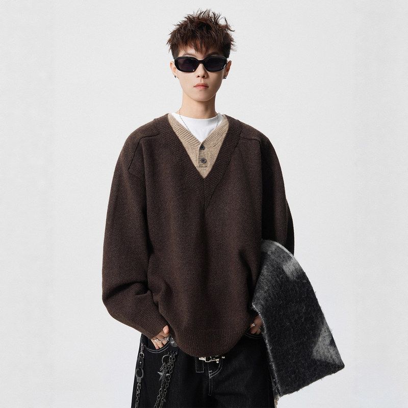 加厚套头秋冬美式重磅男毛衣新款
