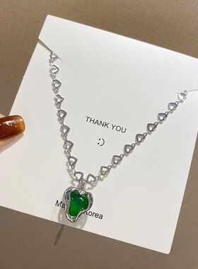 百搭宝石项链不规则链吊坠爱心