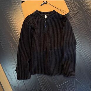 重磅春季T恤打底衫OLO男款长袖卫衣亨利领纹鱼骨搭内雪尼尔P潮牌