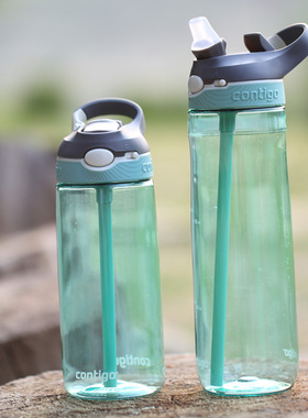 康迪克contigo锁扣男女户外运动水壶自嘲熊学生防漏防摔吸管杯子